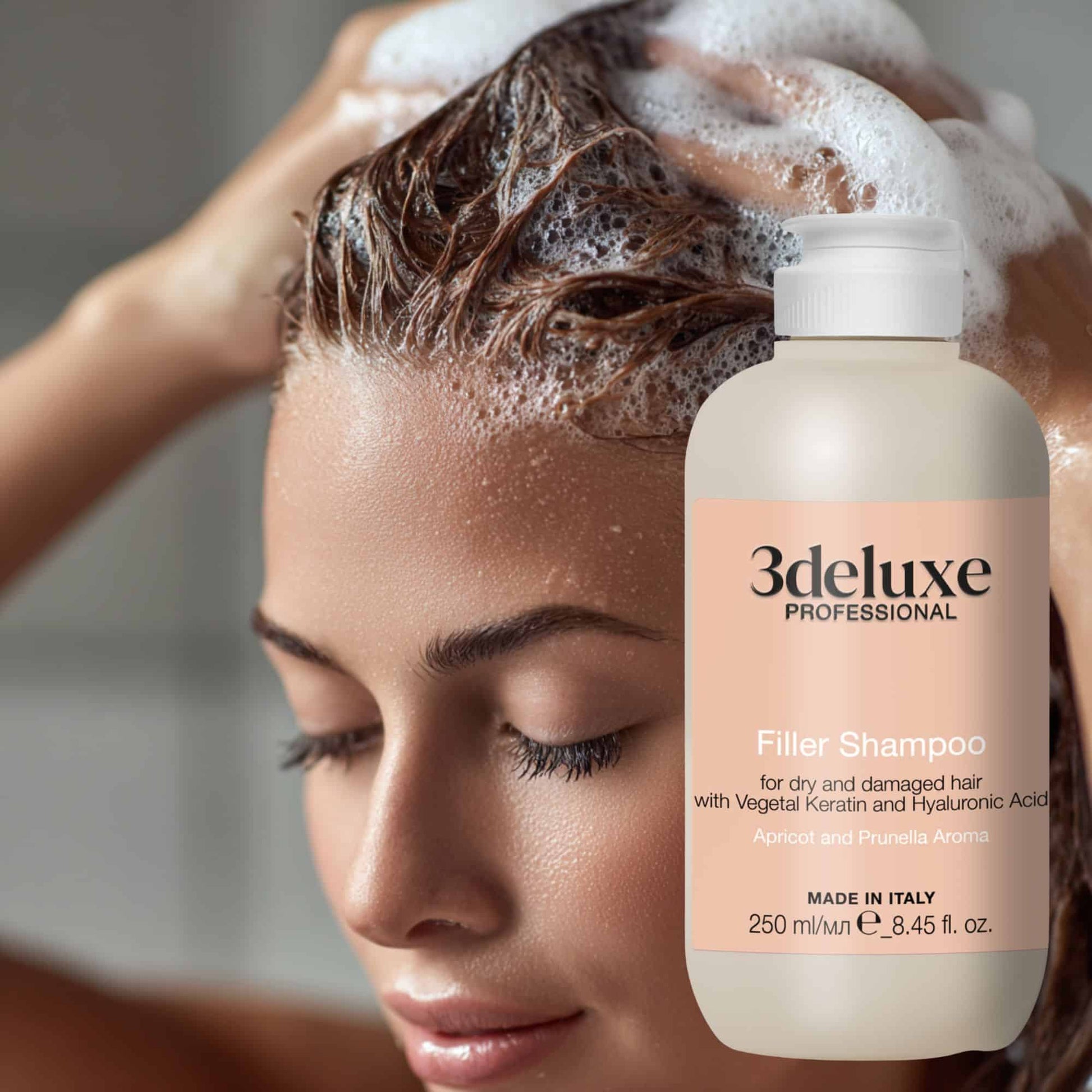 Șampon hidratare și strălucire, Filler Shampoo, 3Deluxe, 250 ml
