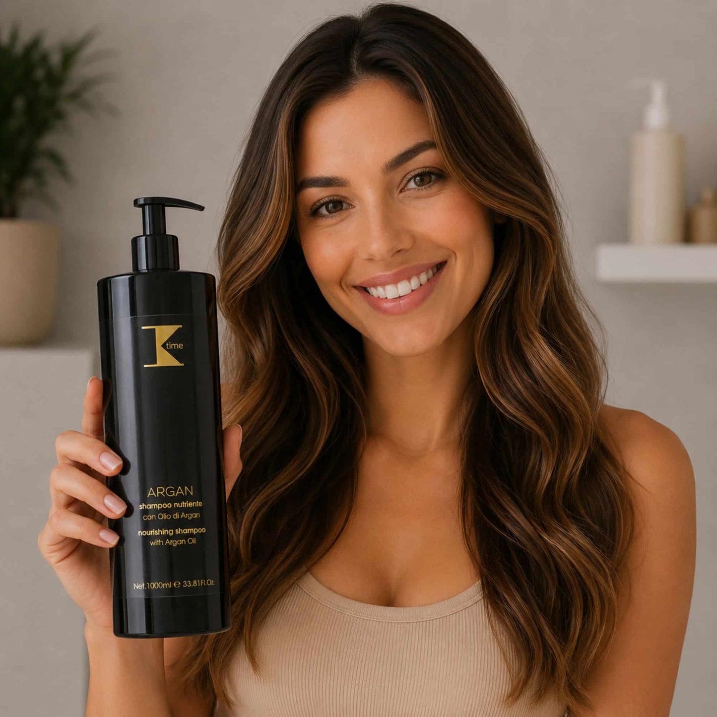 Șampon tratament strălucire cu ulei de argan, Argan Nourish Shampoo, K-Time, 1000 ml