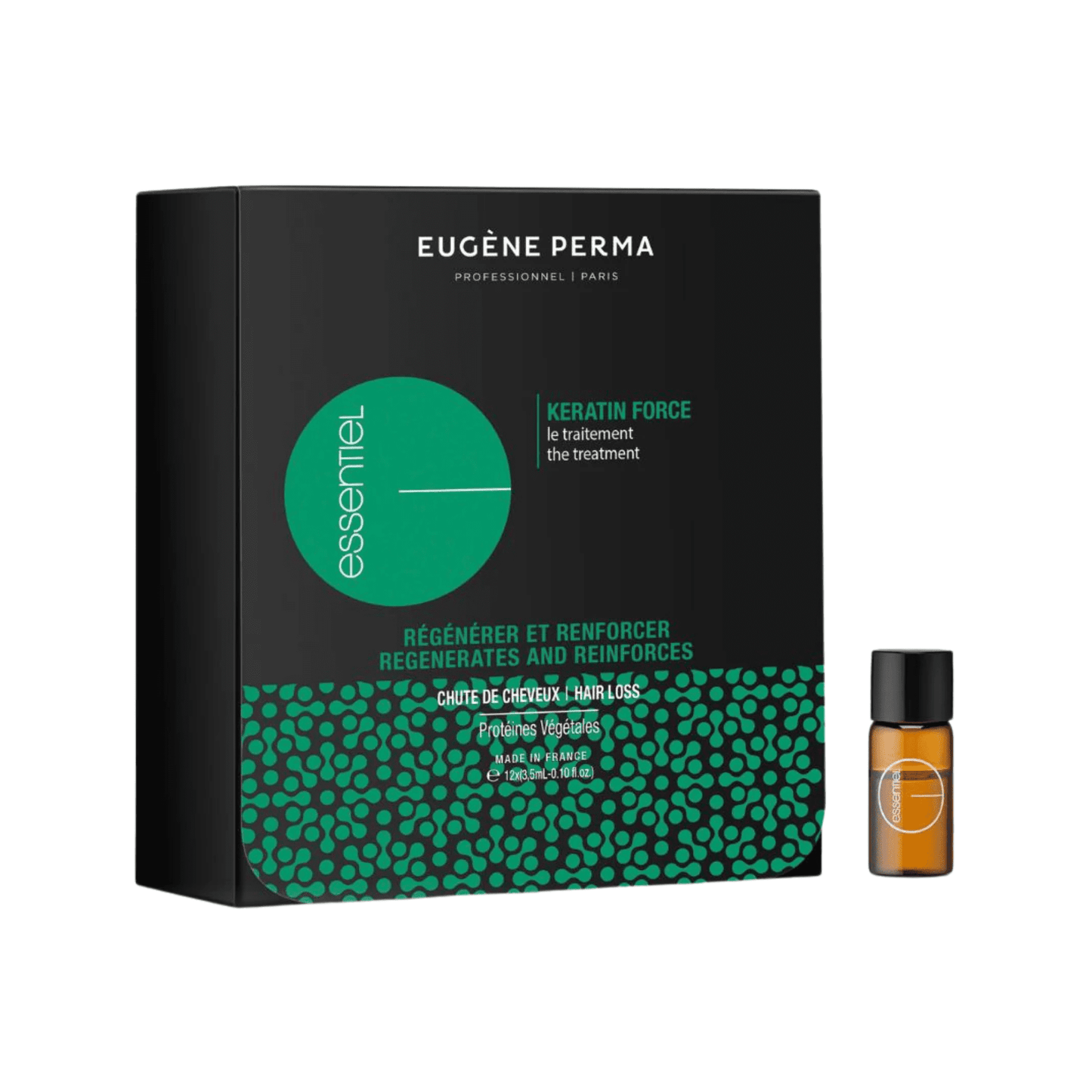Fiole tratament cu keratina impotriva caderii parului, Essentiel Keratin Force, Eugene Perma, 12×3.5ml