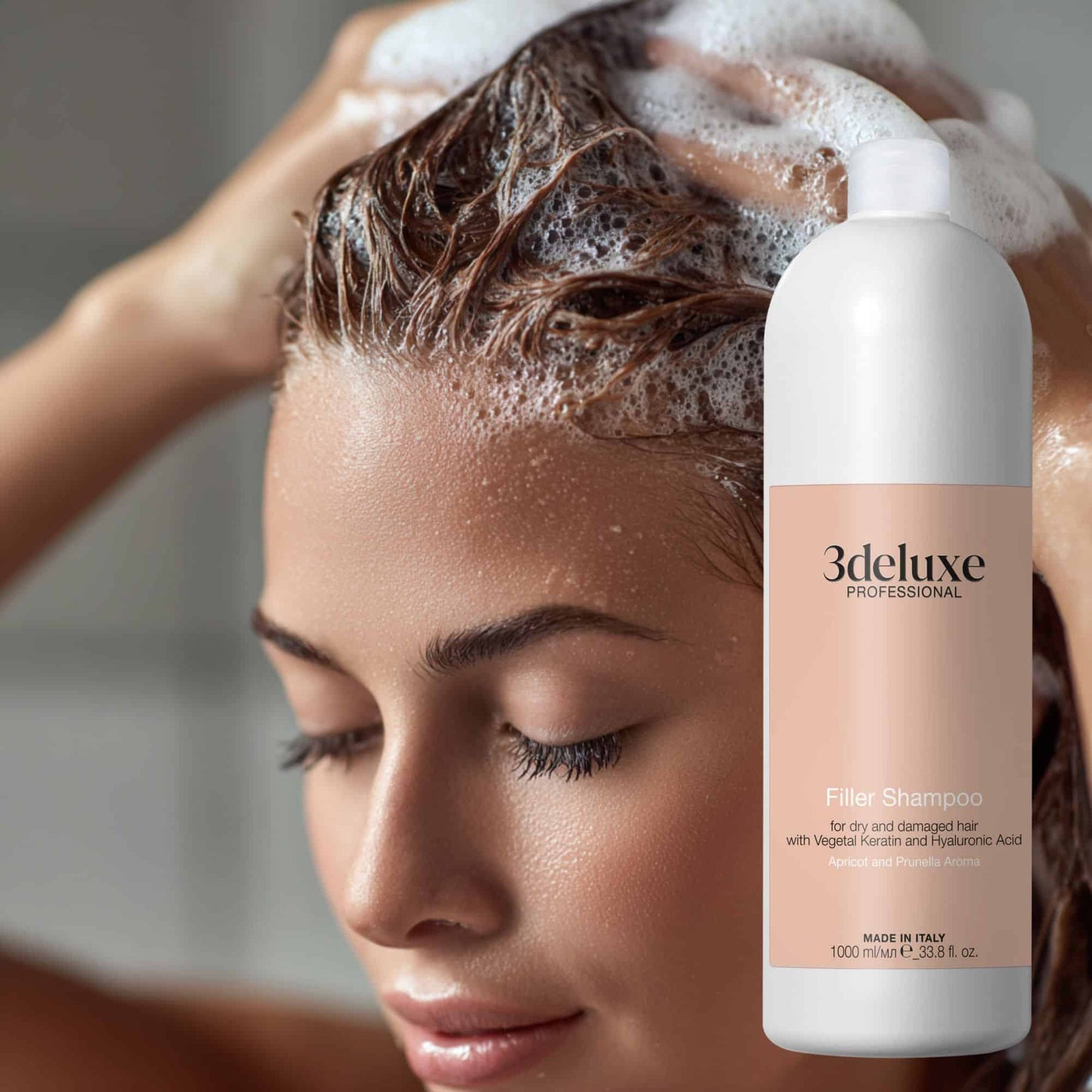 Șampon hidratare și strălucire, Filler Shampoo, 3Deluxe, 1000 ml