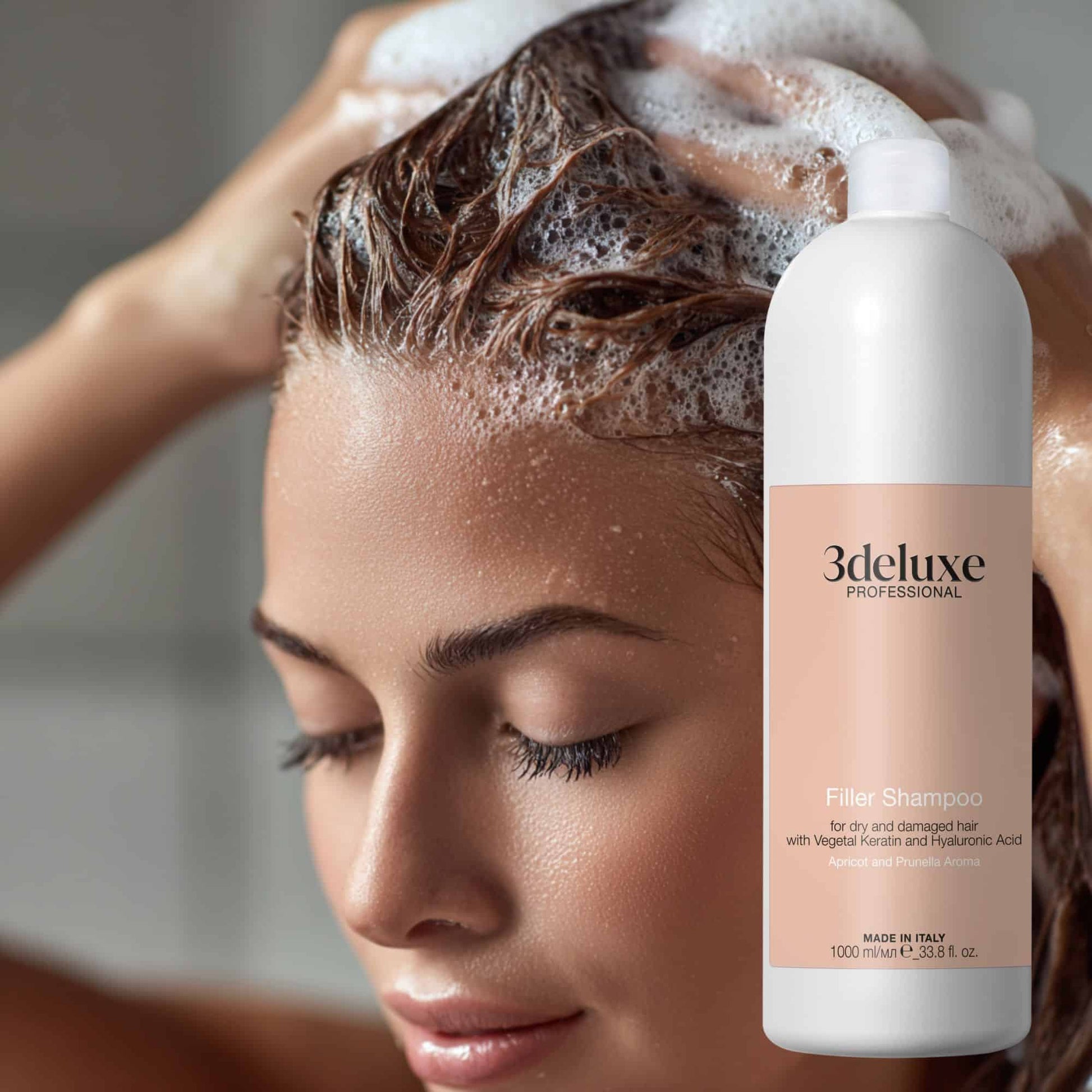 Șampon hidratare și strălucire, Filler Shampoo, 3Deluxe, 1000 ml