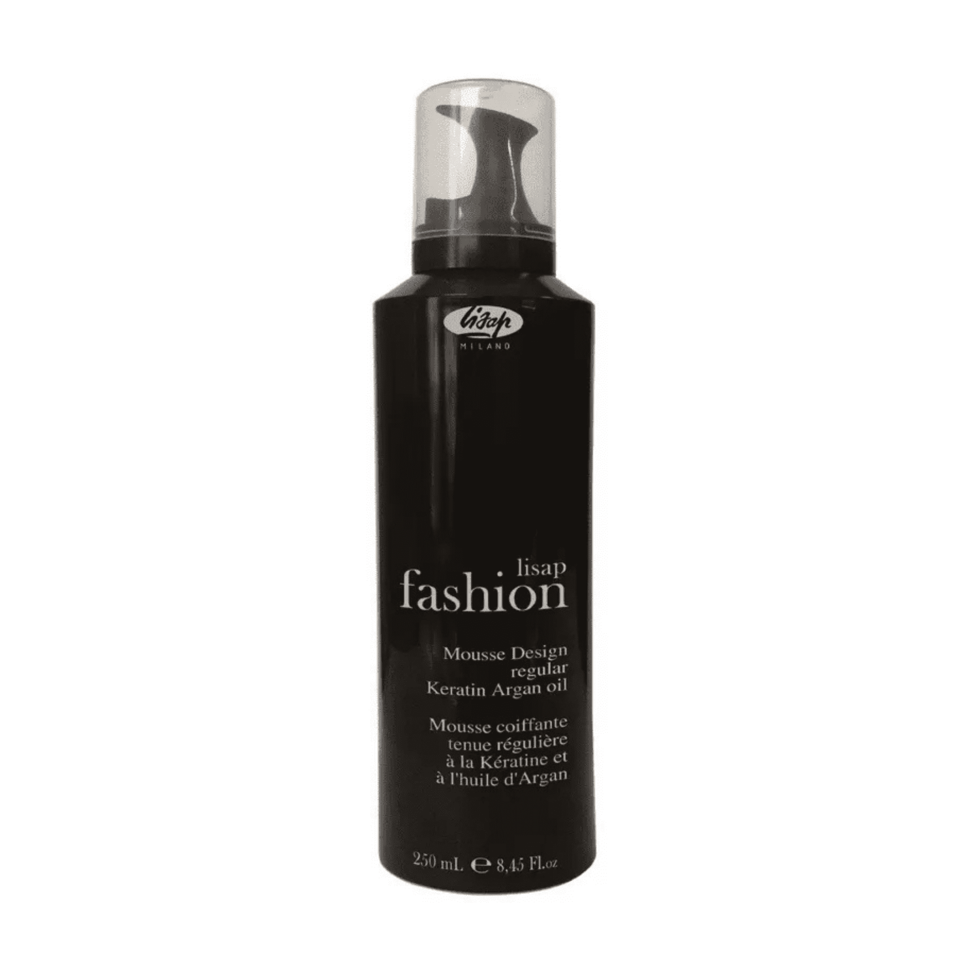 Spumă cu fixare ușoară cu keratină și ulei de argan, Fashion Mousse Regular, Lisap Milano, 250 ml
