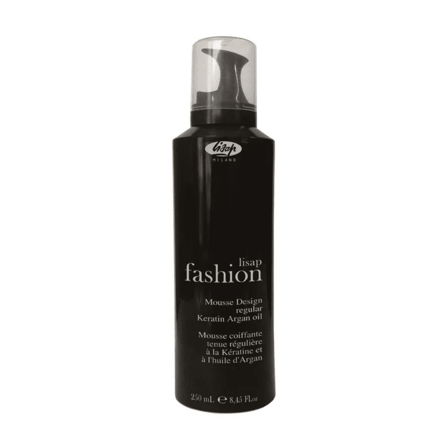 Spumă cu fixare ușoară cu keratină și ulei de argan, Fashion Mousse Regular, Lisap Milano, 250 ml