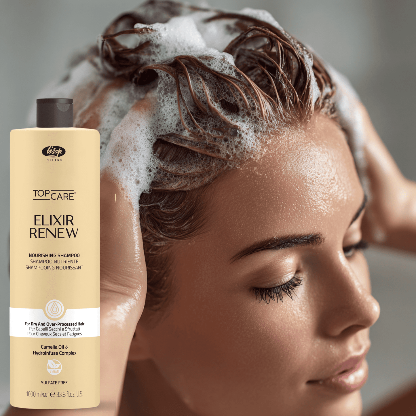 Șampon hidratare și reparare, Elixir Renew, Lisap Milano, 1000 ml