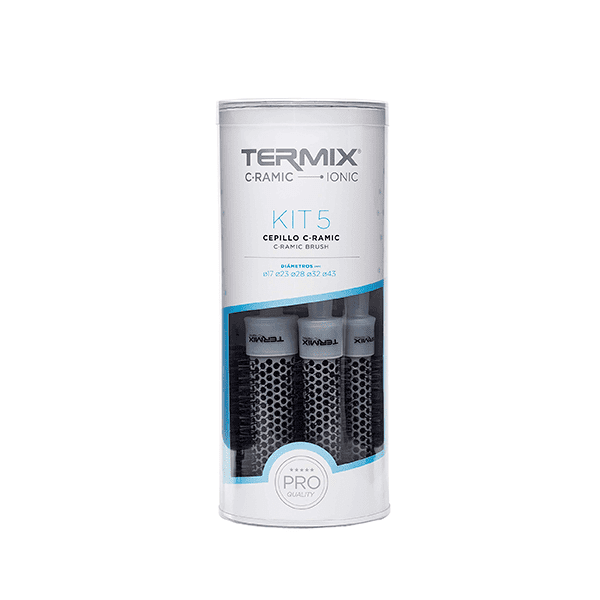Set 5 perii de par, Ceramic Ionic, Termix, Fibre ionizate, 17,23,28,32,43Ø
